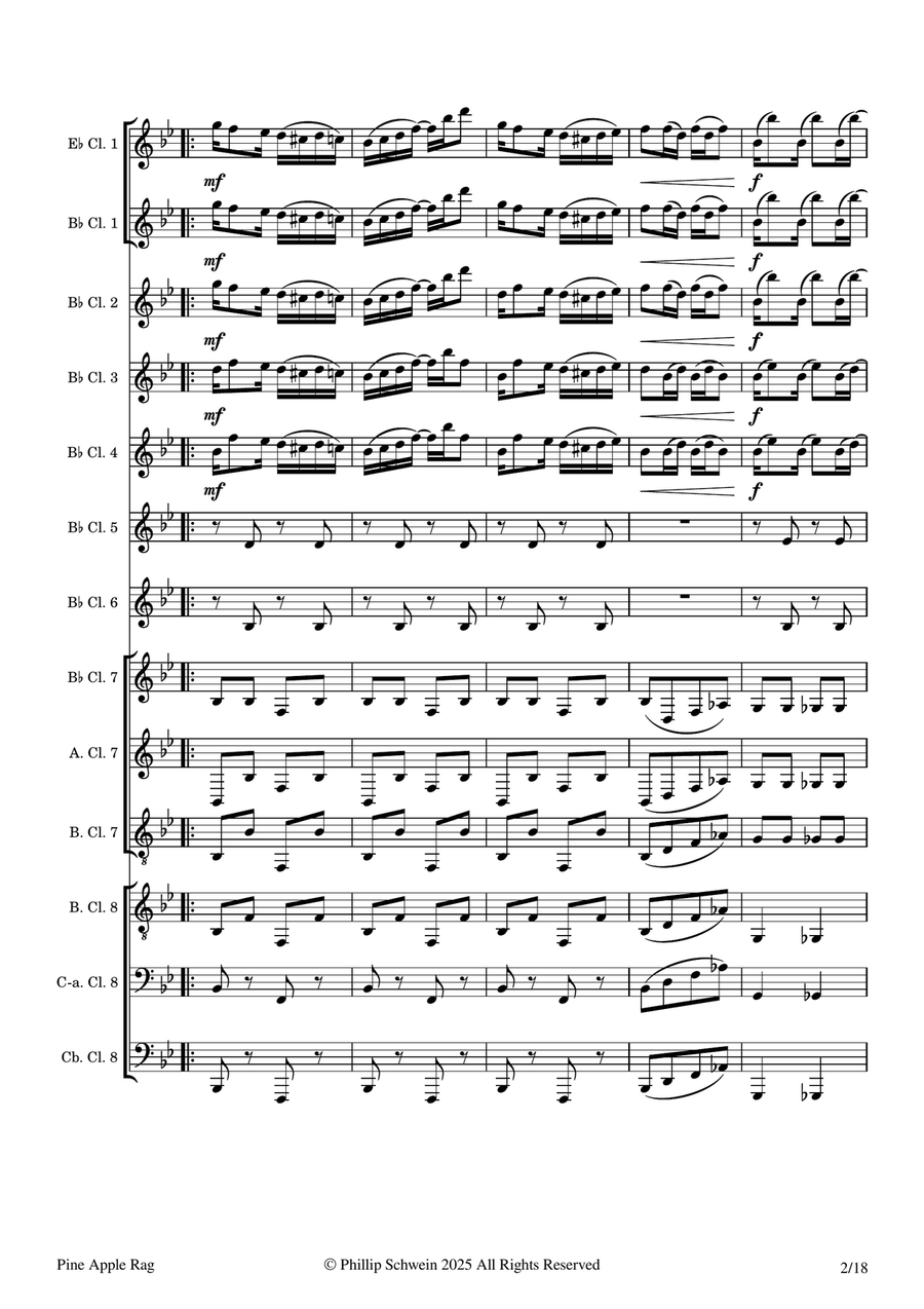 Pine Apple Rag for Clarinet Choir Clarinet Choir scores gallery preview page 2