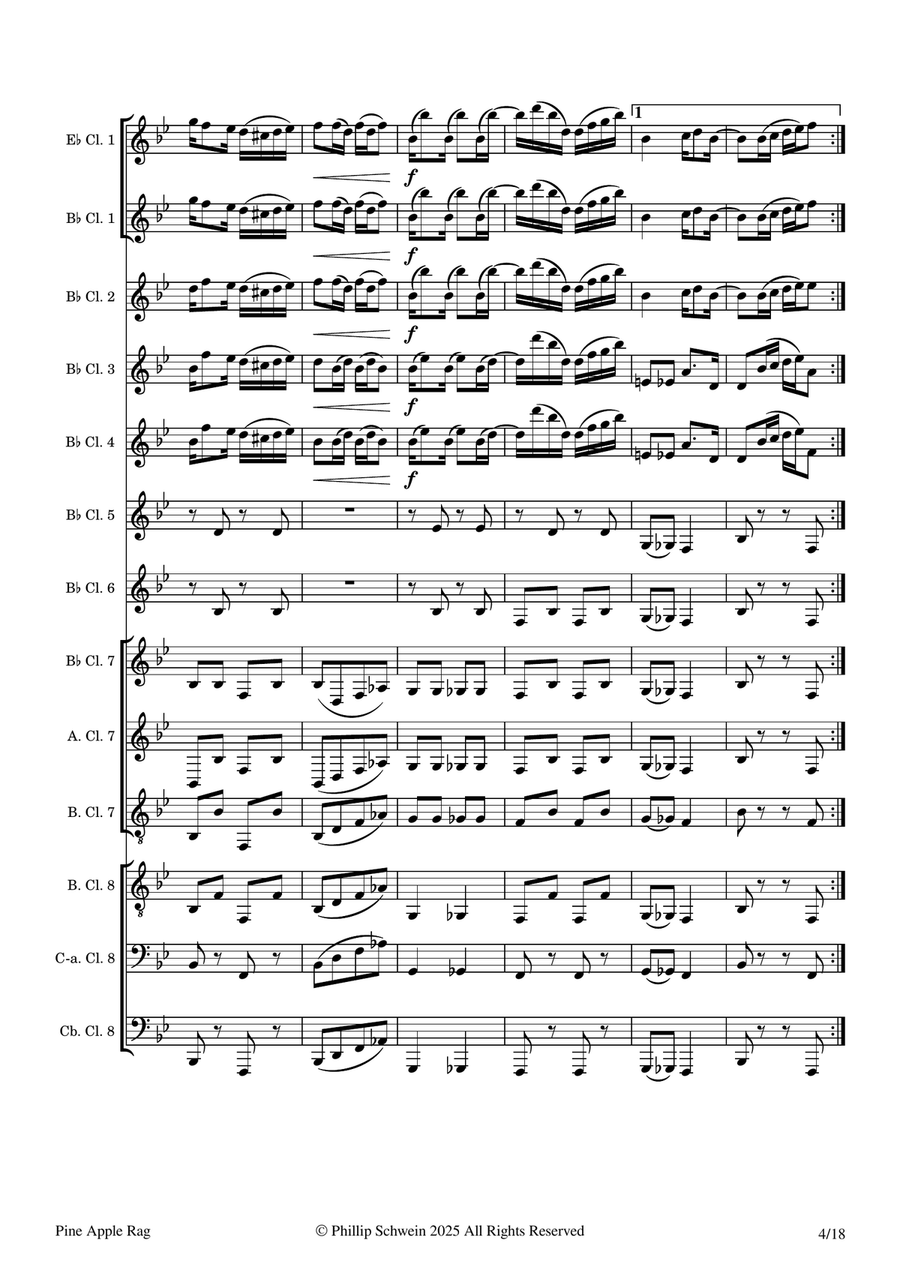 Pine Apple Rag for Clarinet Choir Clarinet Choir scores gallery preview page 4