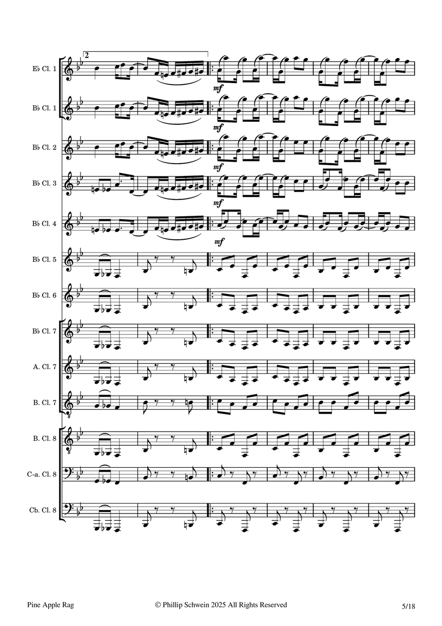 Pine Apple Rag for Clarinet Choir Clarinet Choir scores gallery preview page 5