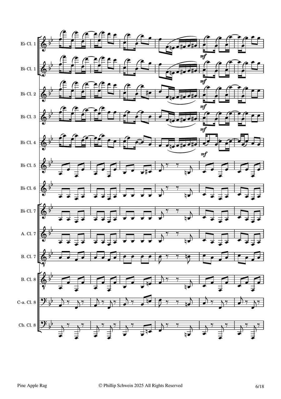 Pine Apple Rag for Clarinet Choir Clarinet Choir scores gallery preview page 6