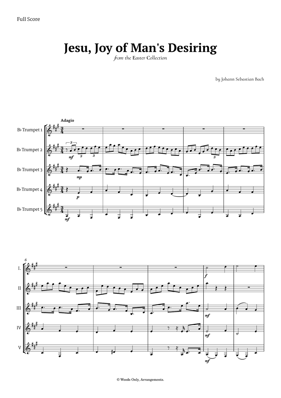 Jesu, Joy of Man's Desiring by Bach for Trumpet Quintet Brass Quintet scores gallery preview page 1