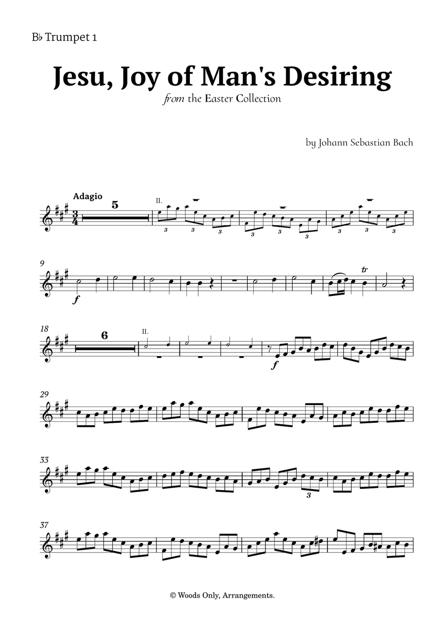 Jesu, Joy of Man's Desiring by Bach for Trumpet Quintet Brass Quintet scores gallery preview page 6