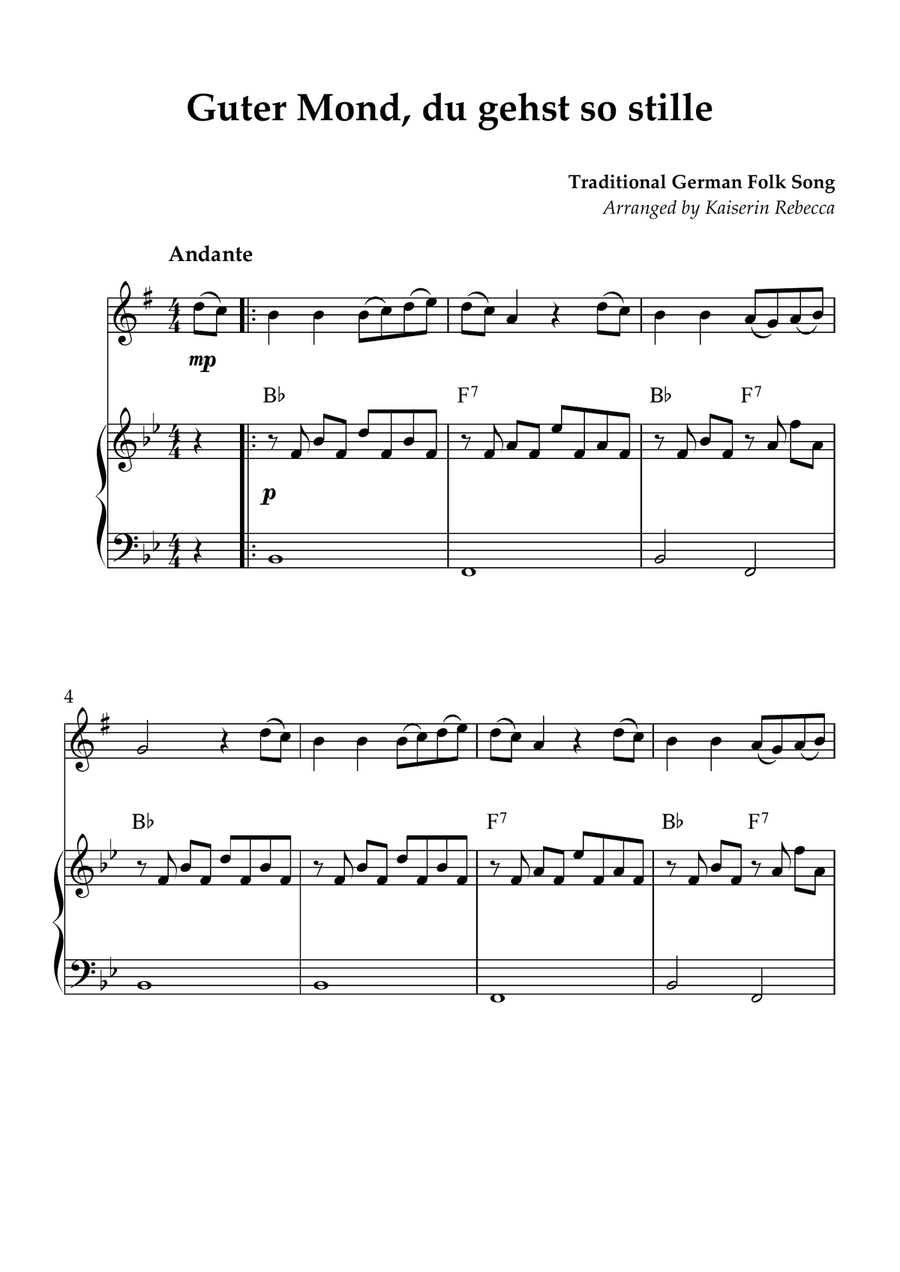 Guter Mond, du gehst so stille Alto Saxophone scores gallery preview page 1