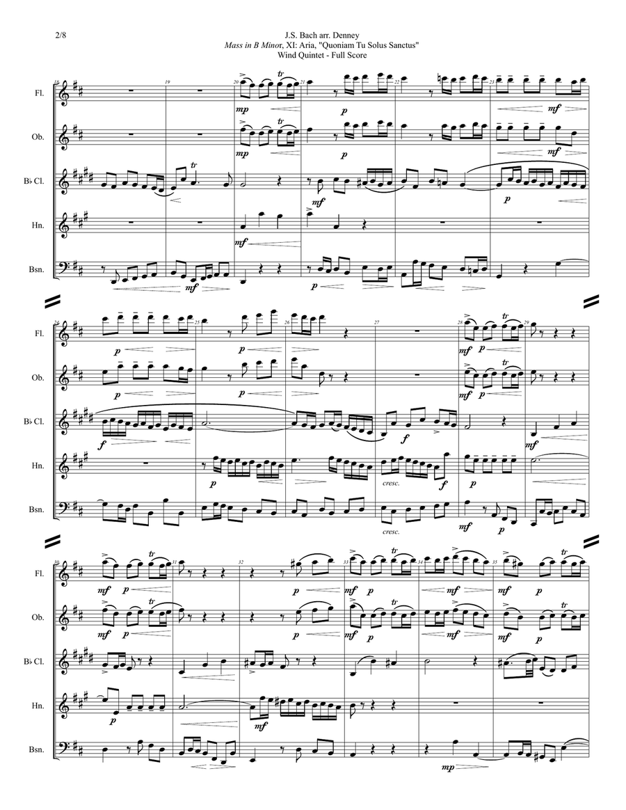 Wind Quintet: Bach's Mass in B Minor, XI. Aria, 