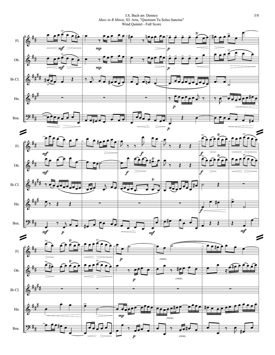 Wind Quintet: Bach's Mass in B Minor, XI. Aria, 