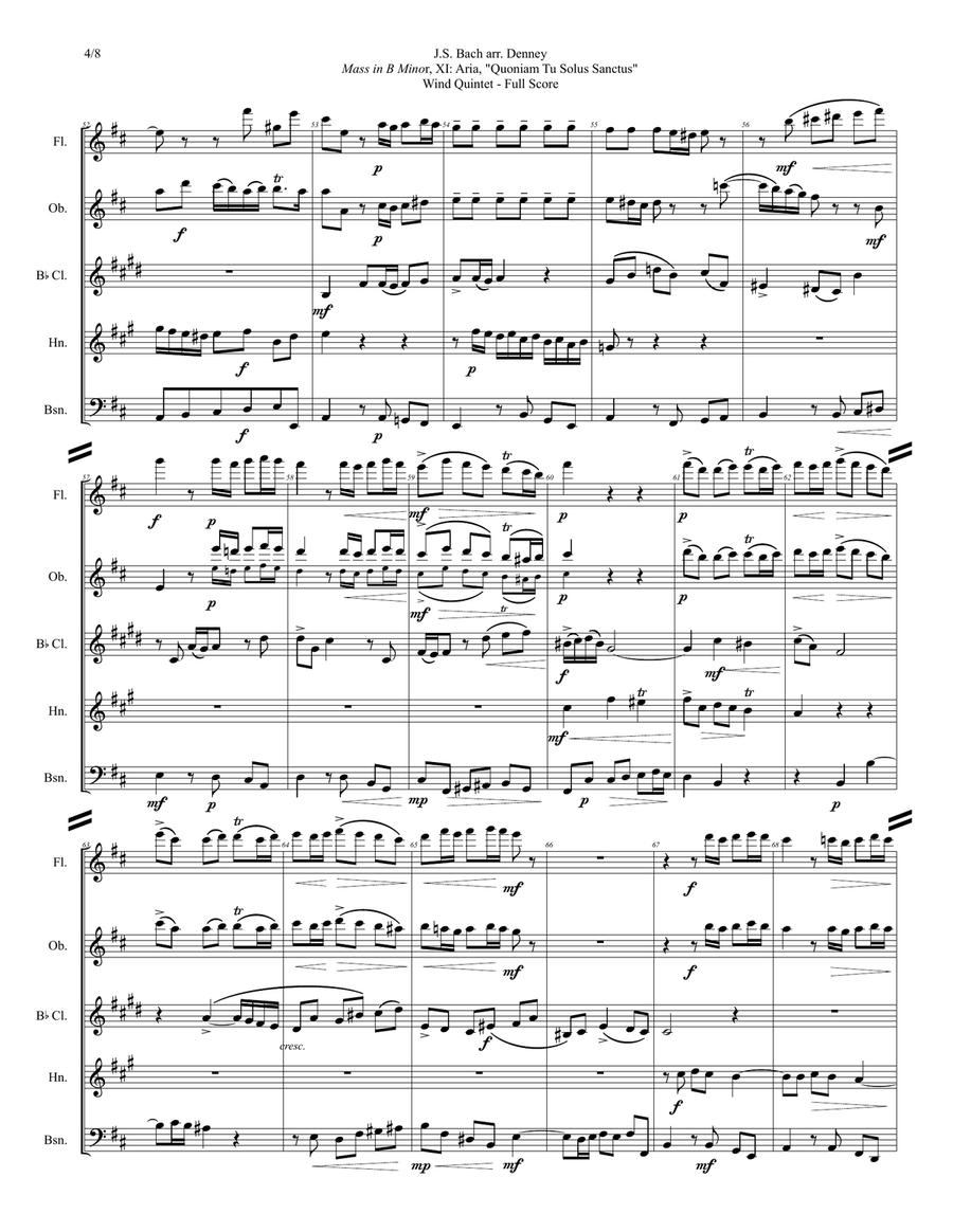 Wind Quintet: Bach's Mass in B Minor, XI. Aria, 