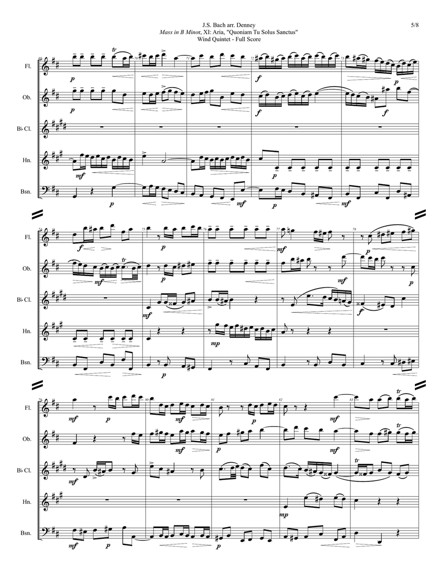 Wind Quintet: Bach's Mass in B Minor, XI. Aria, 