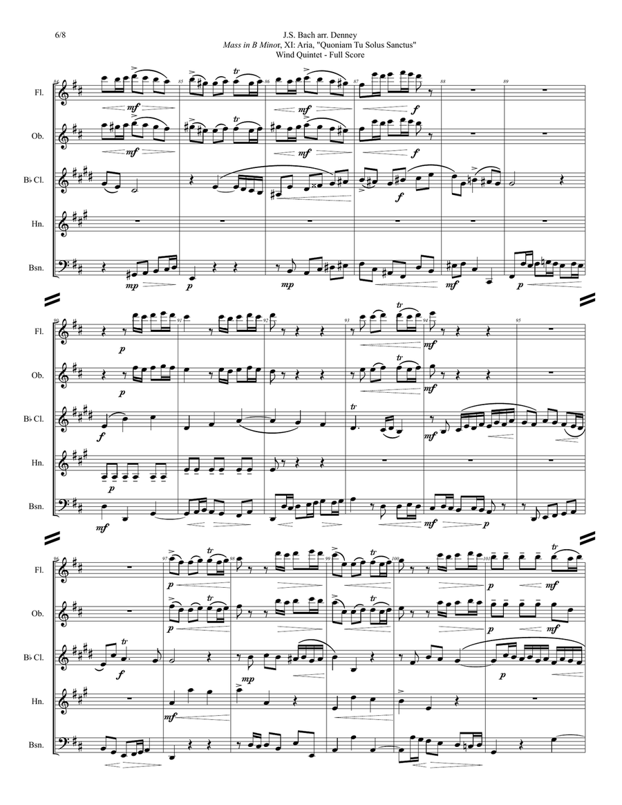 Wind Quintet: Bach's Mass in B Minor, XI. Aria, 