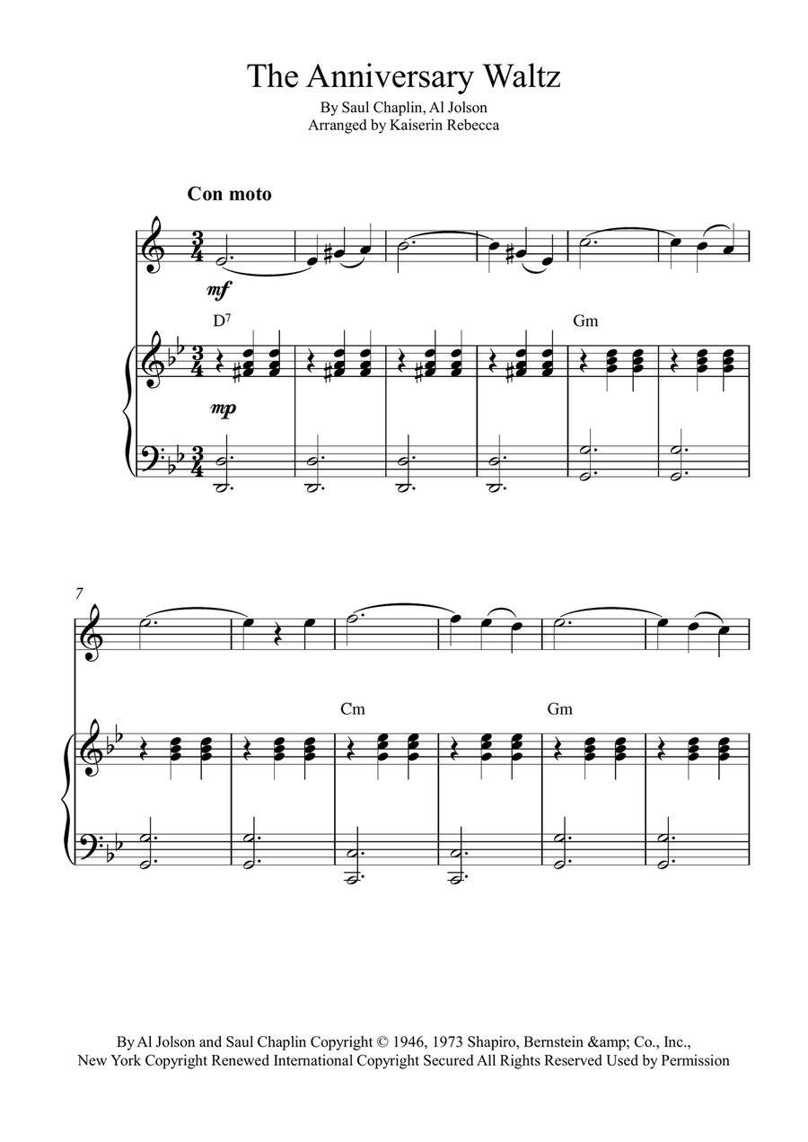 The Anniversary Waltz The Anniversary Waltz Soprano Saxophone scores gallery preview page 1