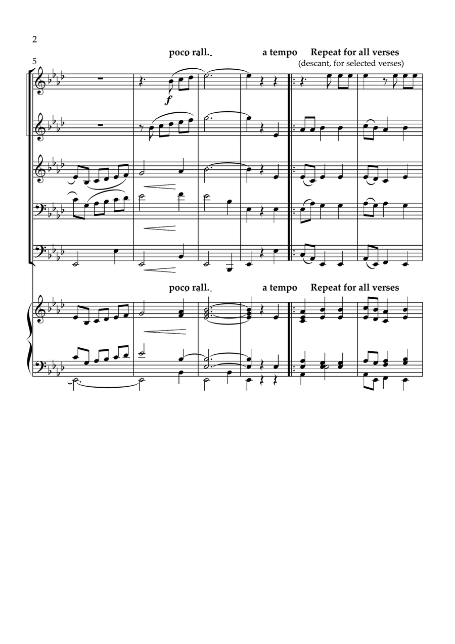 Oh, for a Thousand Tongues to Sing, for brass quintet & organ Brass Quintet scores gallery preview page 2
