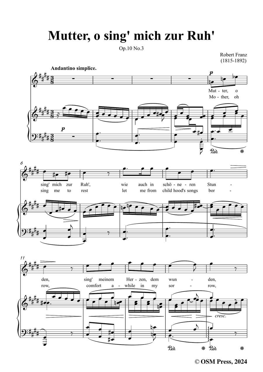 R. Franz-Mutter,o sing' mich zur Ruh',in c sharp minor Piano, Vocal scores gallery preview page 3