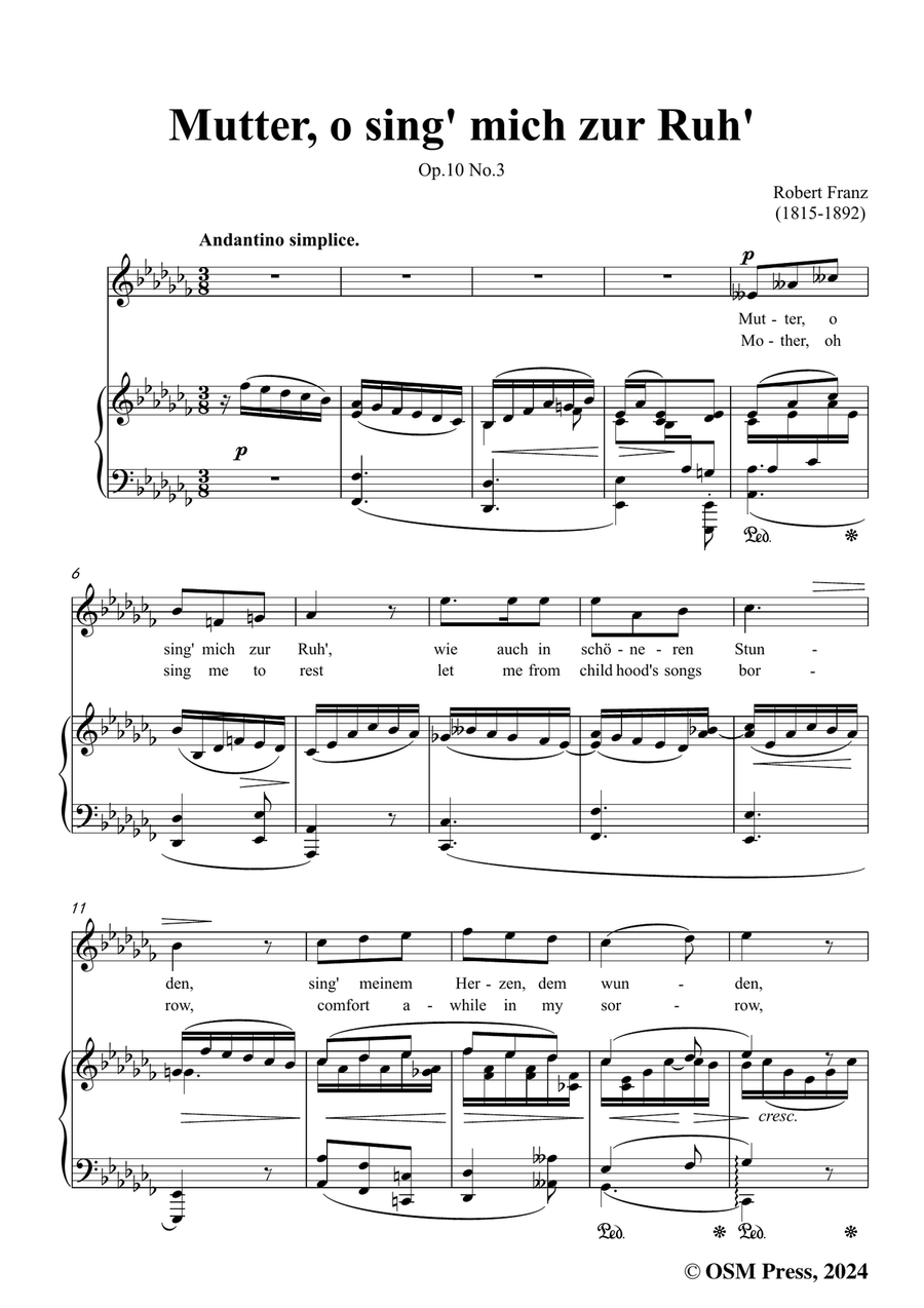 R. Franz-Mutter,o sing' mich zur Ruh',in a flat minor Piano, Vocal scores gallery preview page 3