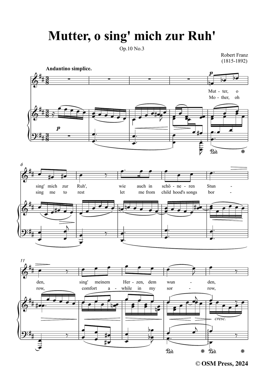 R. Franz-Mutter,o sing' mich zur Ruh',in b minor Piano, Vocal scores gallery preview page 3