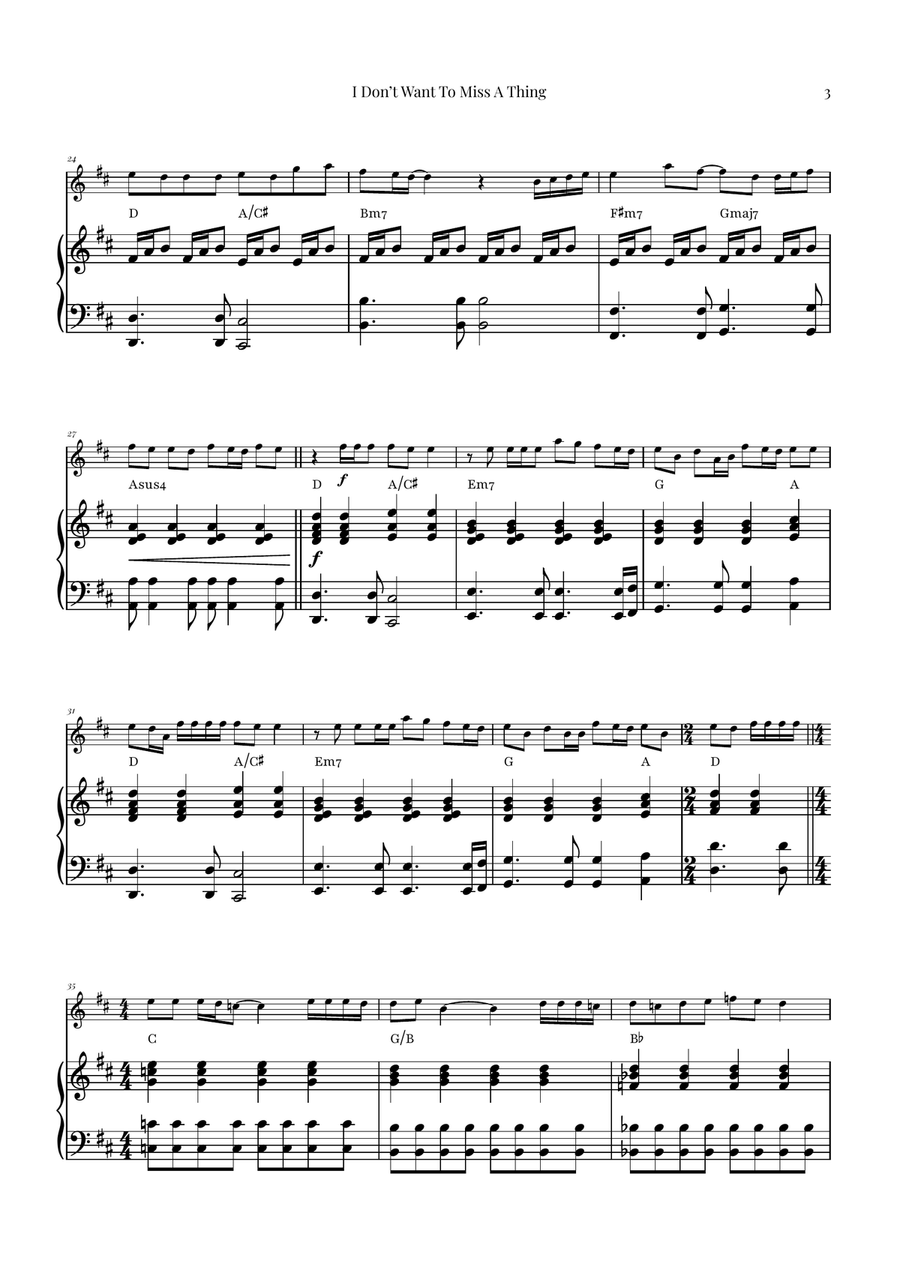 I Don't Want To Miss A Thing Flute Solo scores gallery preview page 3