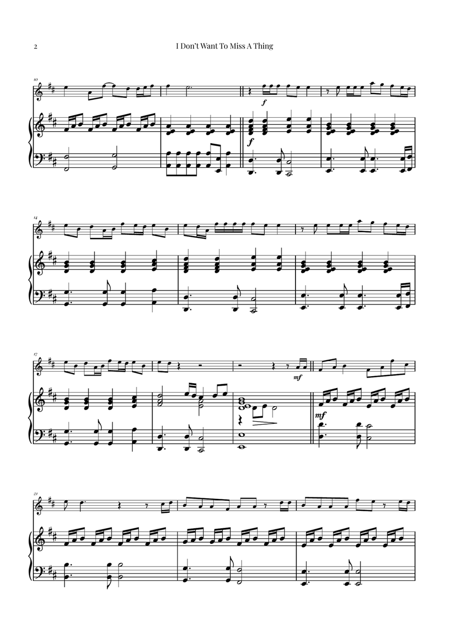 I Don't Want To Miss A Thing Flute Solo scores gallery preview page 2