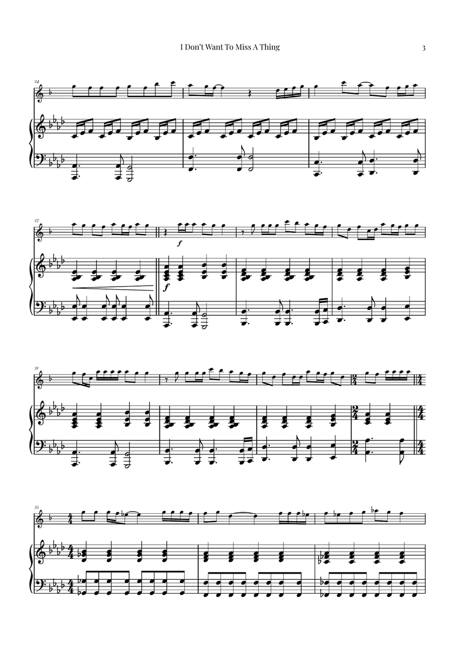 I Don't Want To Miss A Thing Alto Saxophone scores gallery preview page 3