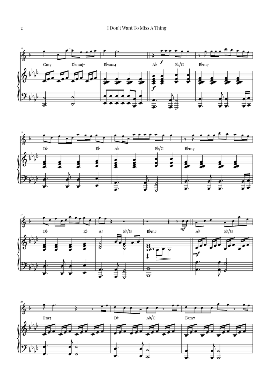 I Don't Want To Miss A Thing Baritone Saxophone scores gallery preview page 2
