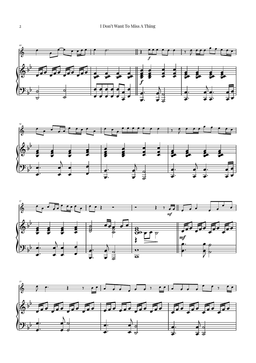 I Don't Want To Miss A Thing Tenor Saxophone scores gallery preview page 2