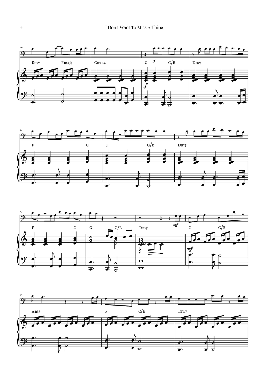 I Don't Want To Miss A Thing Piano scores gallery preview page 2