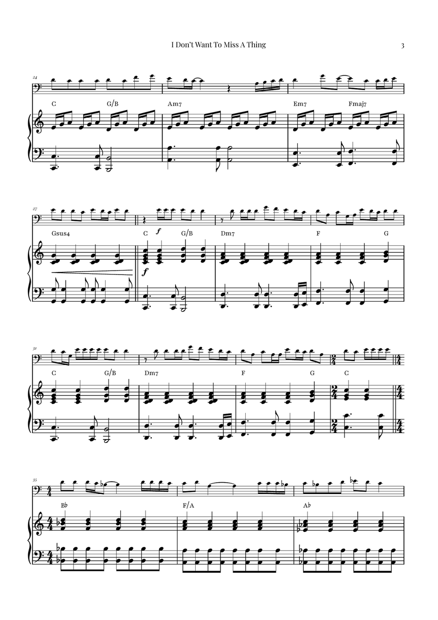 I Don't Want To Miss A Thing Piano scores gallery preview page 3