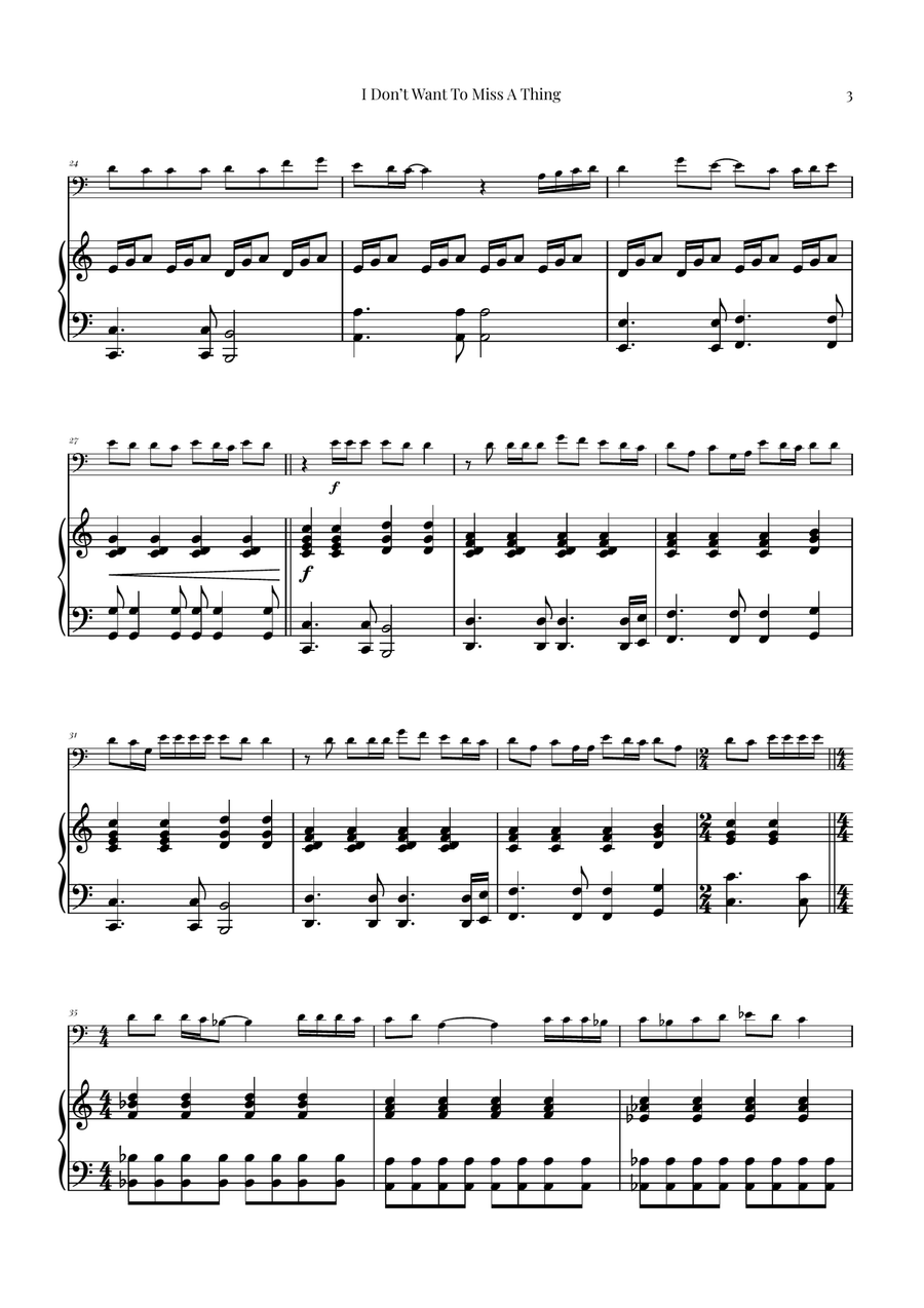 I Don't Want To Miss A Thing Piano scores gallery preview page 3