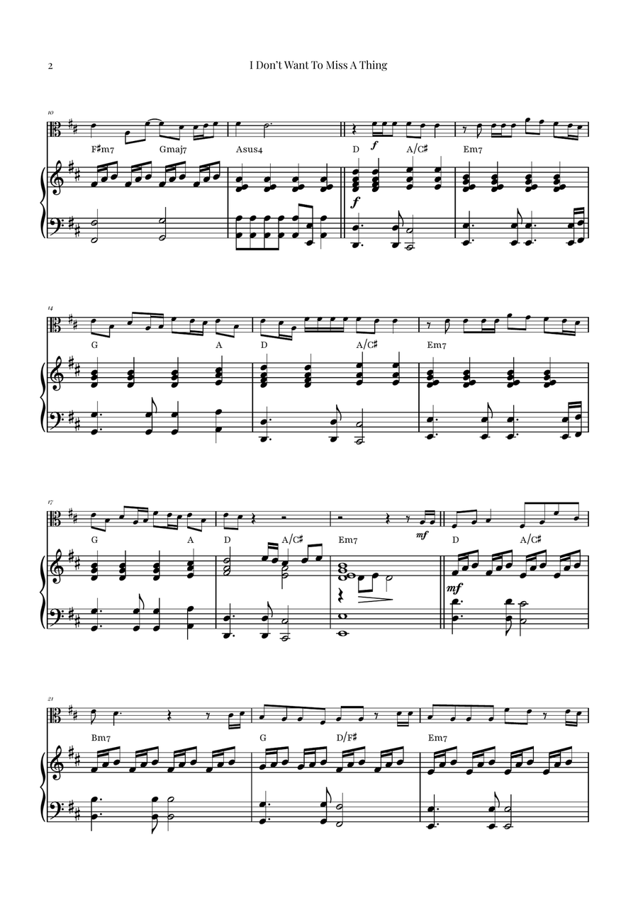 I Don't Want To Miss A Thing Viola scores gallery preview page 2