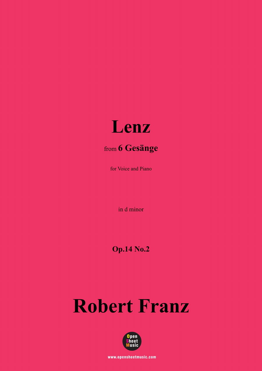 R. Franz-Lenz,in d minor R. Franz-Lenz,in d minor Piano, Vocal scores gallery preview page 1
