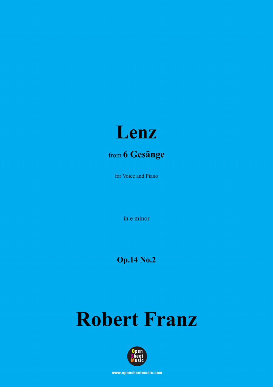 R. Franz-Lenz,in e minor R. Franz-Lenz,in e minor Piano, Vocal scores gallery preview page 1