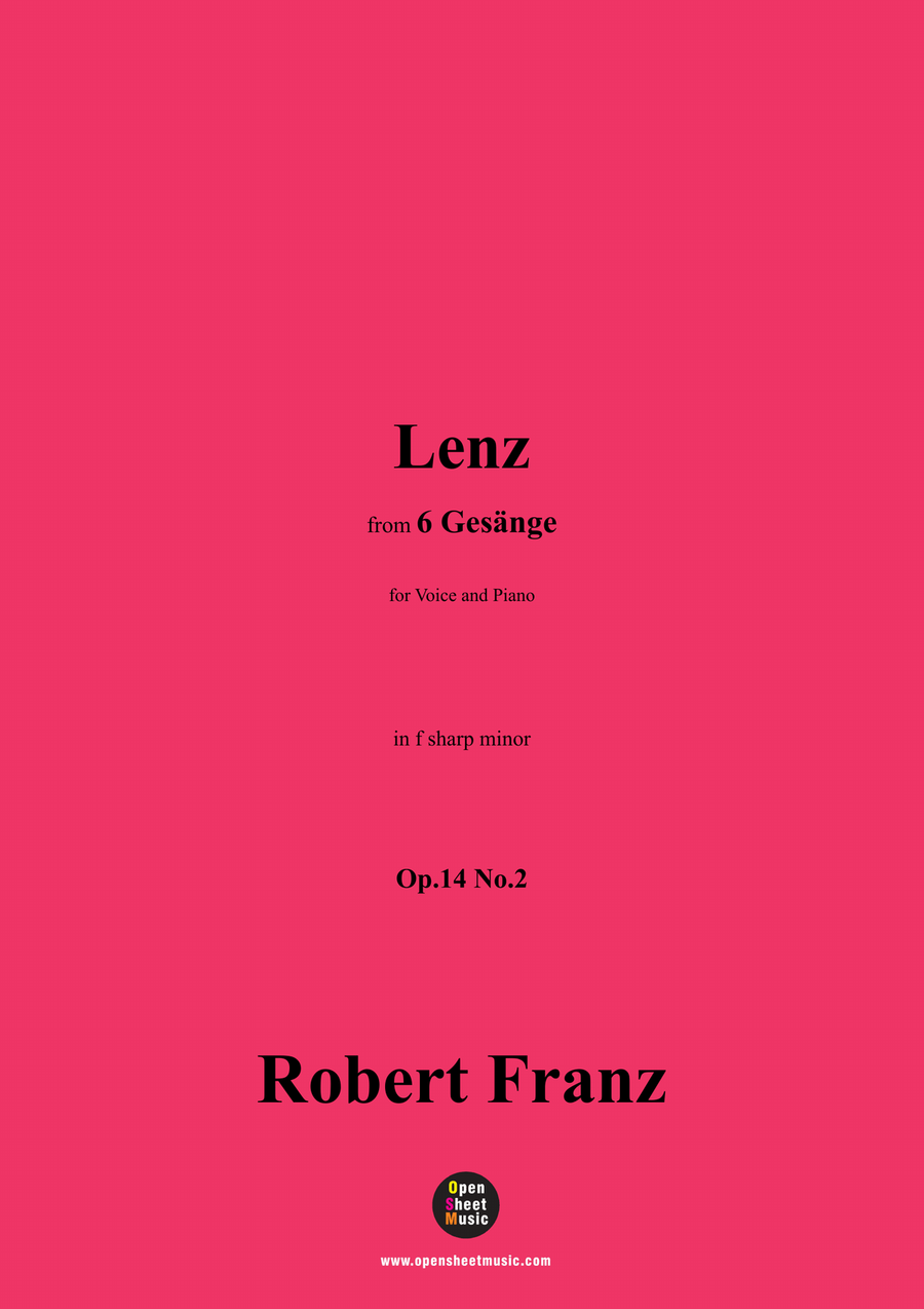 R. Franz-Lenz,in f sharp minor Piano, Vocal scores gallery preview page 1
