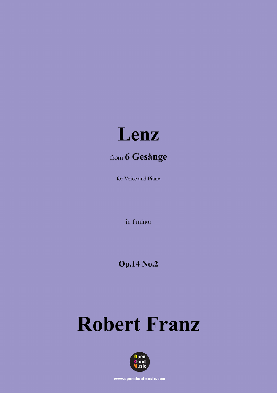 R. Franz-Lenz,in f minor R. Franz-Lenz,in f minor Piano, Vocal scores gallery preview page 1