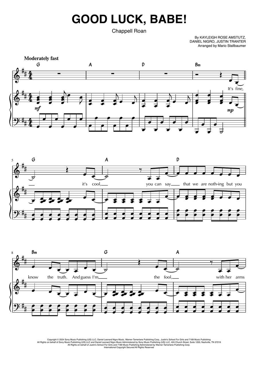 Good Luck, Babe! Piano, Vocal scores gallery preview page 1