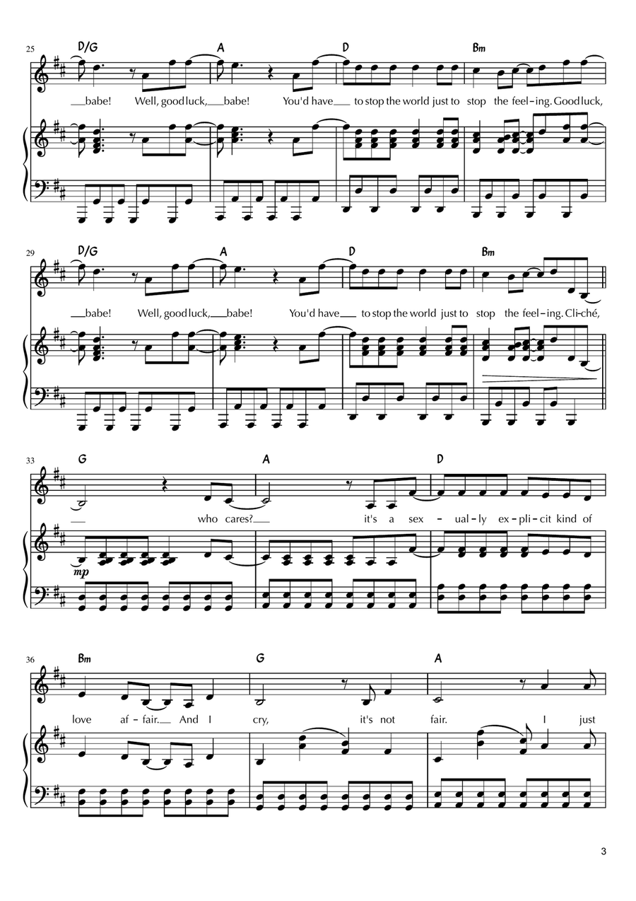 Good Luck, Babe! Piano, Vocal scores gallery preview page 3