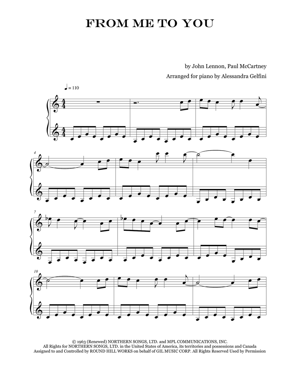 From Me To You From Me To You Piano Solo scores gallery preview page 1