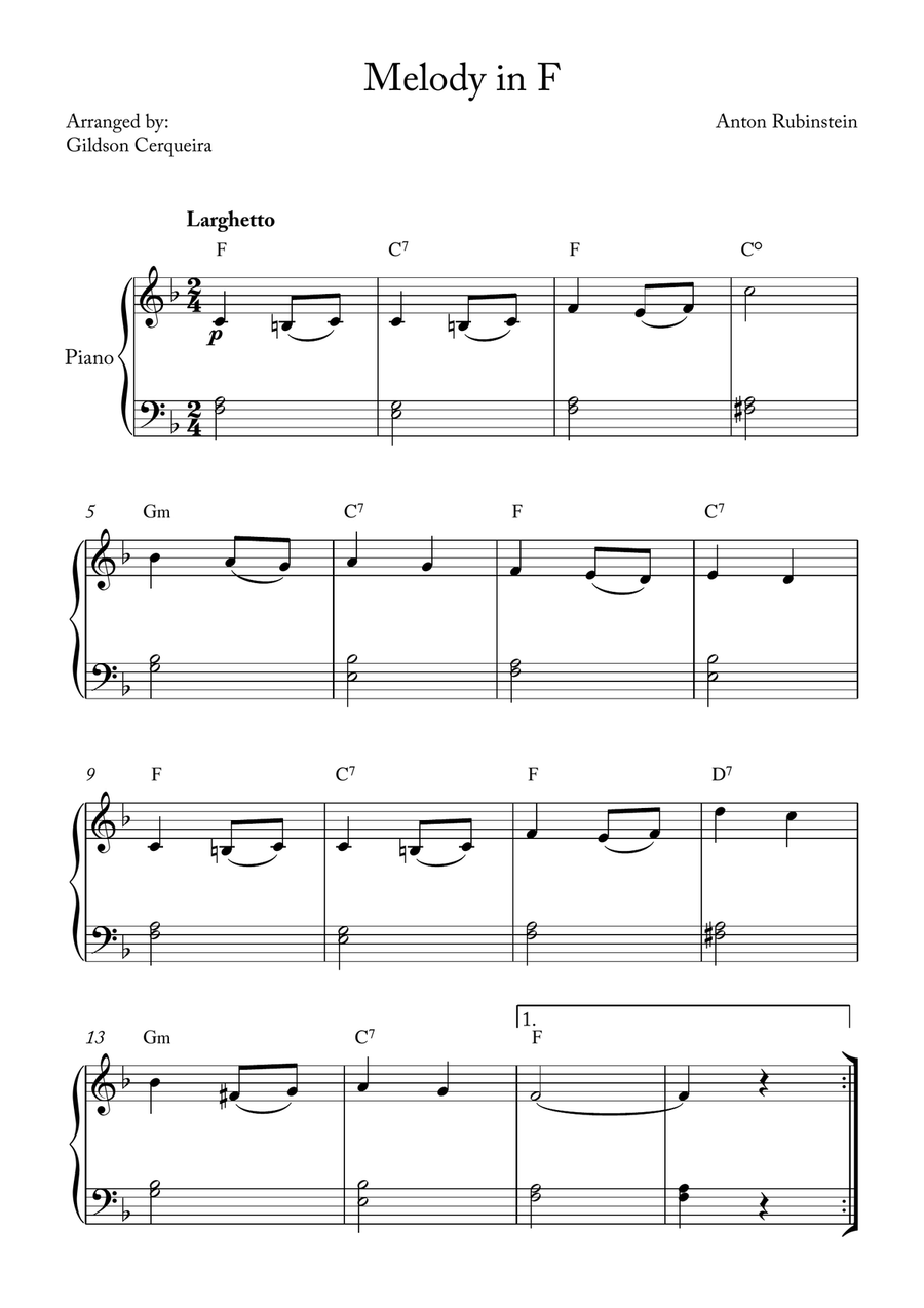 Melody in F Melody in F Chamber Music scores gallery preview page 1