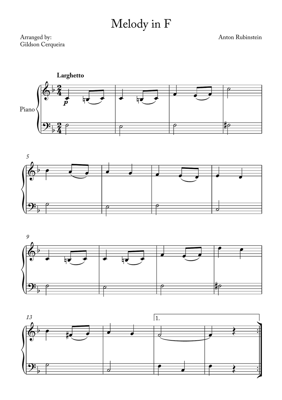 Melody in F Melody in F Chamber Music scores gallery preview page 1