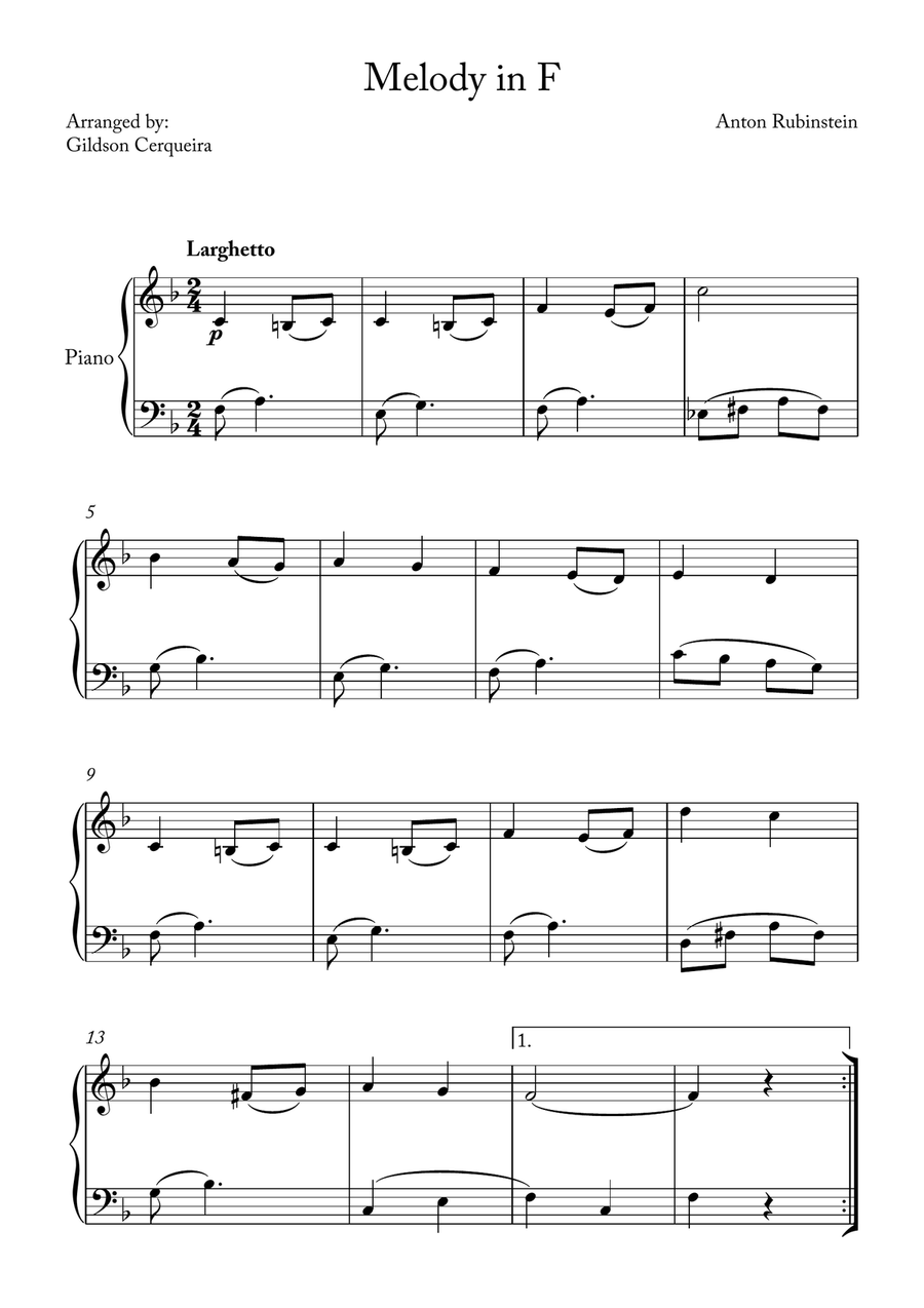 Melody in F Melody in F Chamber Music scores gallery preview page 1