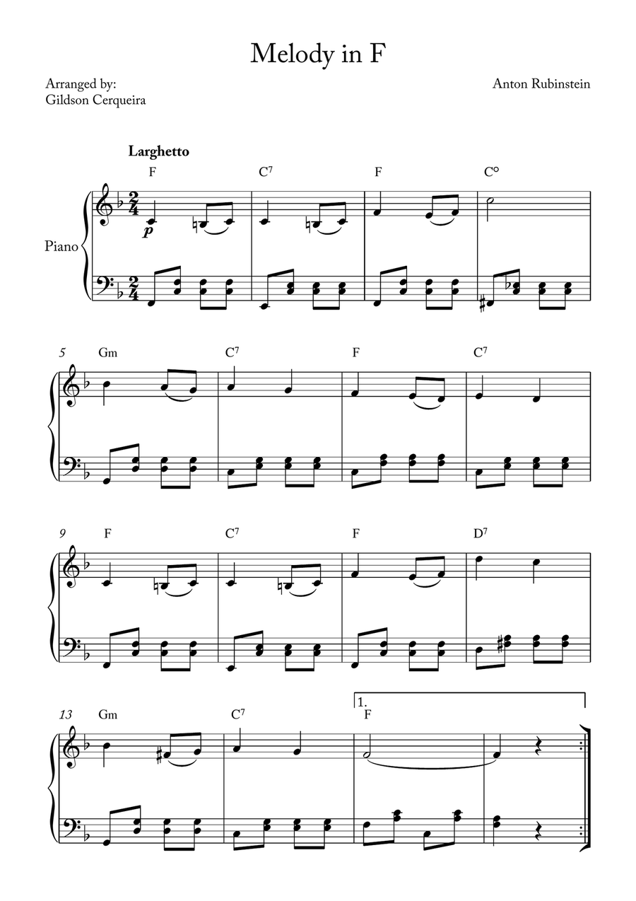 Melody in F Melody in F Chamber Music scores gallery preview page 1