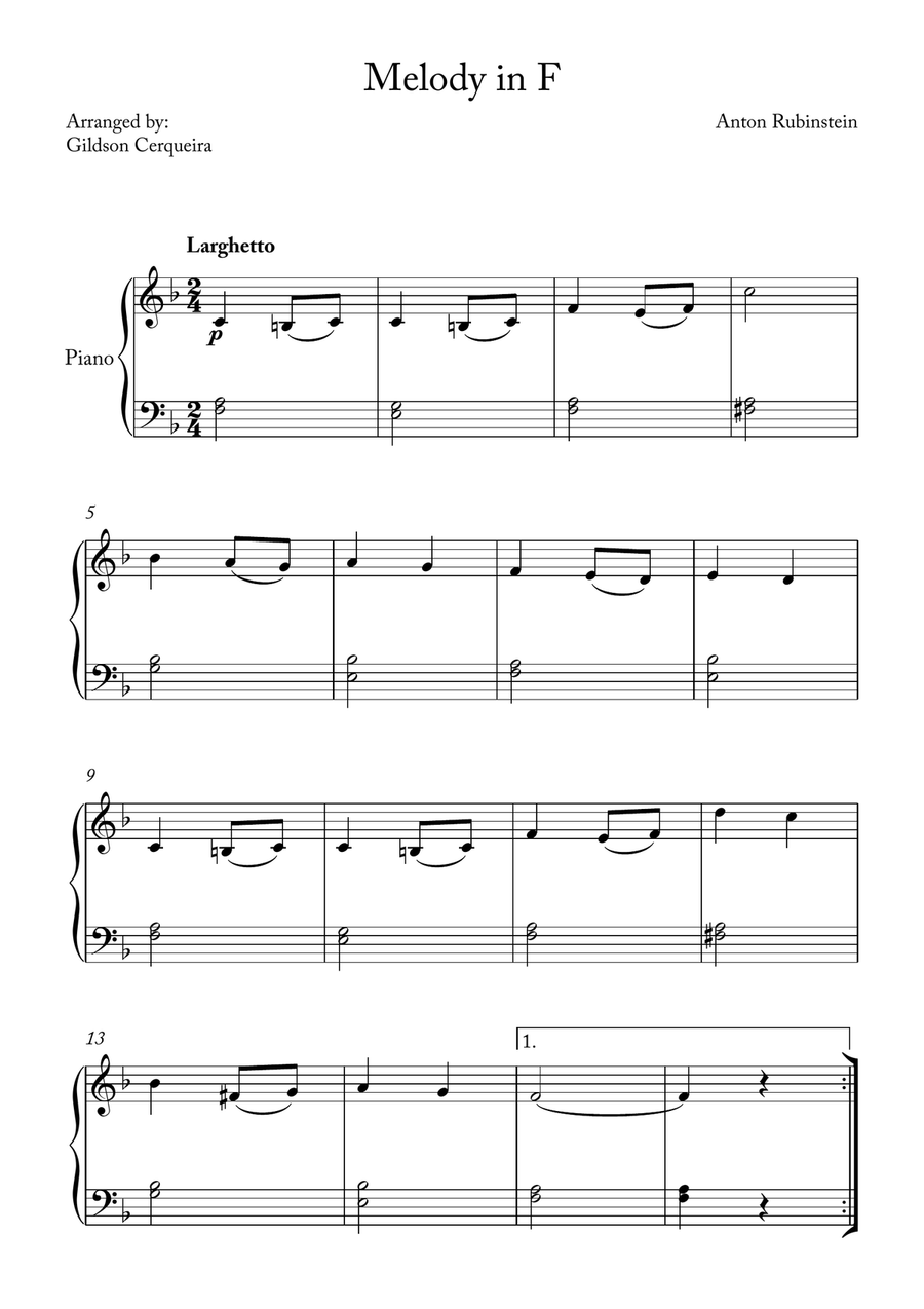 Melody in F Melody in F Chamber Music scores gallery preview page 1