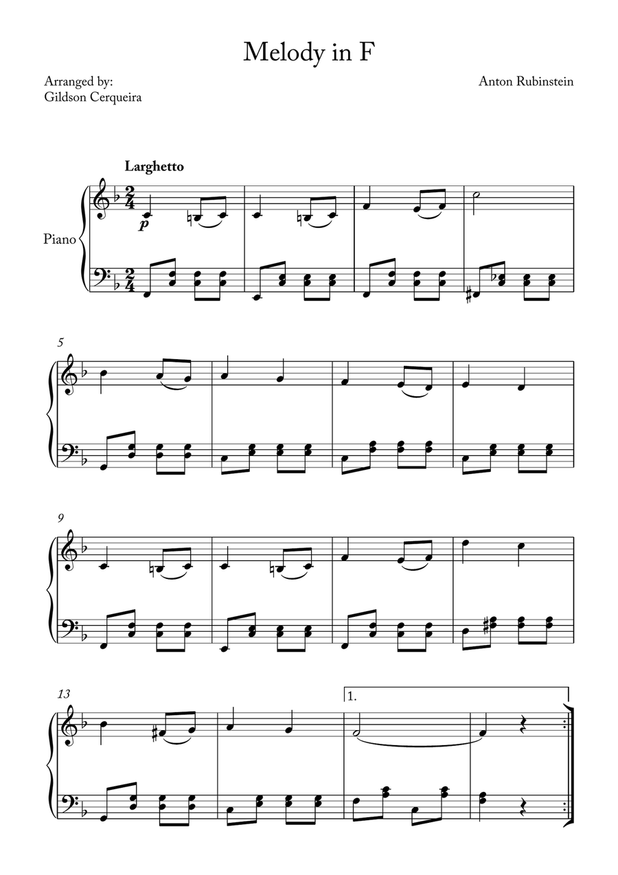 Melody in F Melody in F Chamber Music scores gallery preview page 1