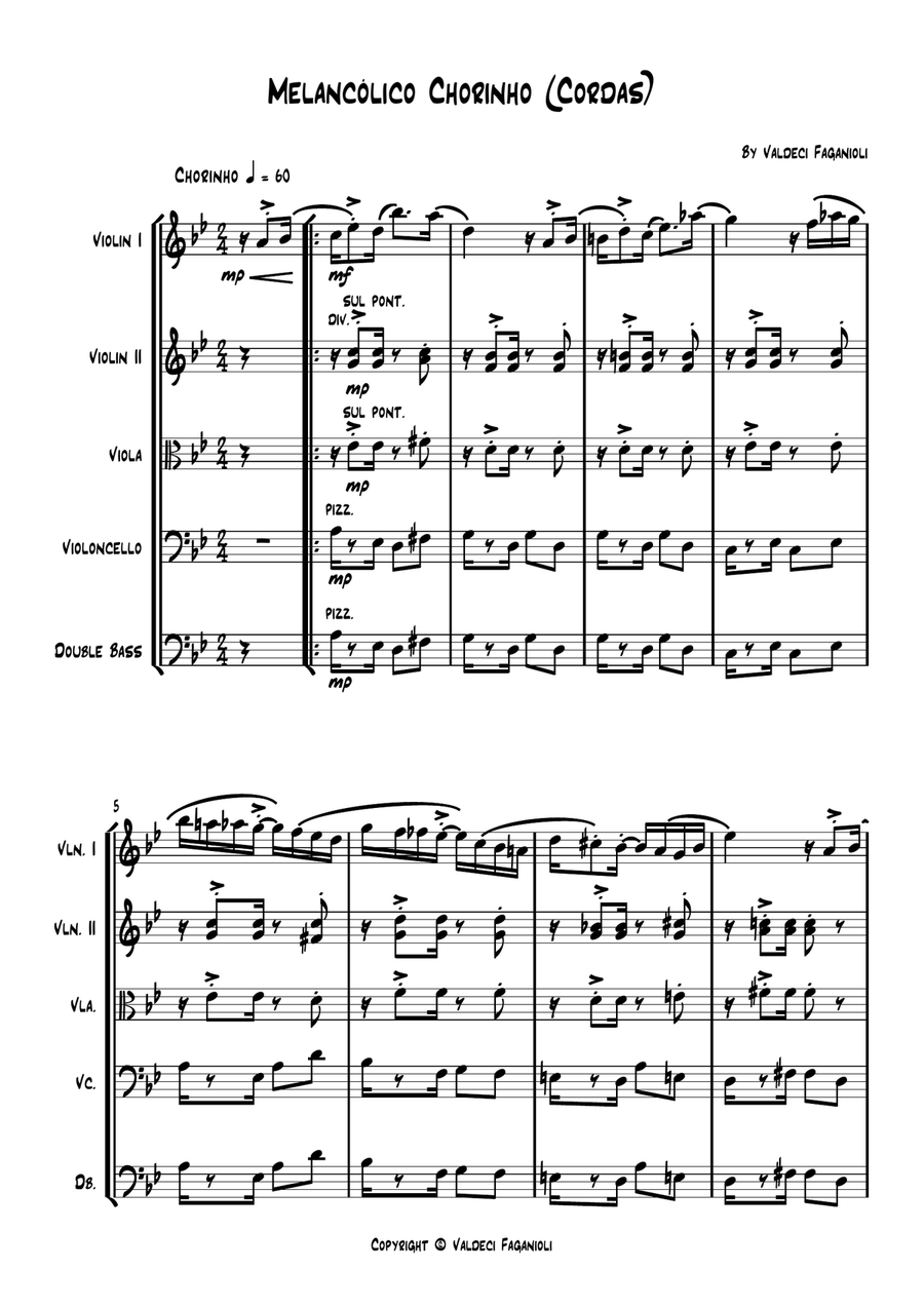 Melancolico Chorinho ( cordas) String Orchestra scores gallery preview page 1