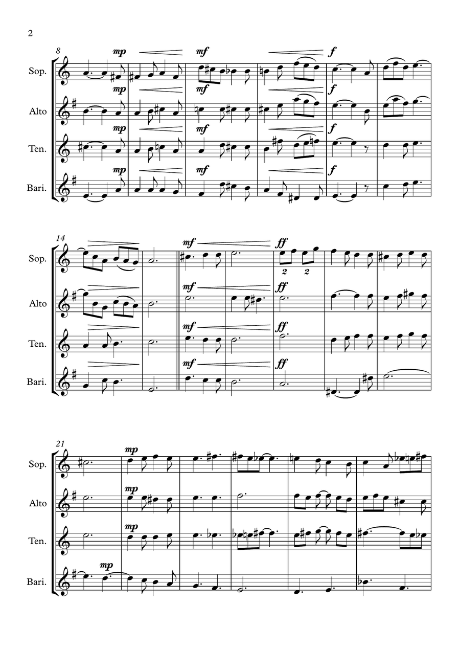 A Gentle Song - Saxophone Quartet Saxophone Quartet scores gallery preview page 2