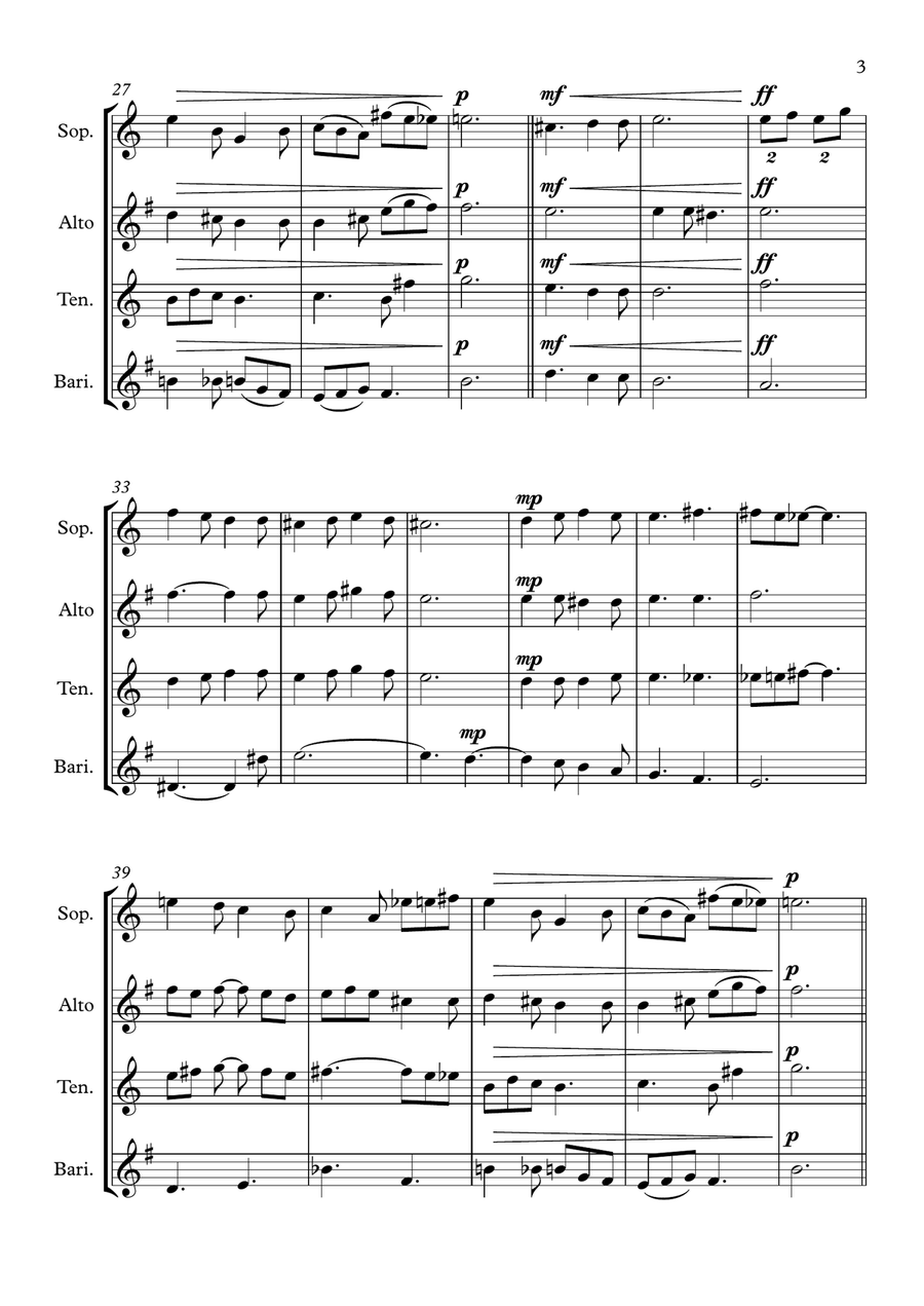 A Gentle Song - Saxophone Quartet Saxophone Quartet scores gallery preview page 3