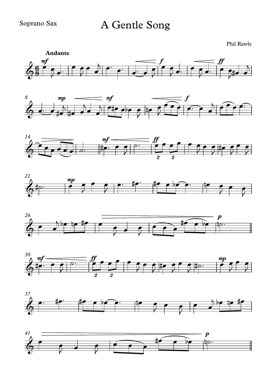 A Gentle Song - Saxophone Quartet Saxophone Quartet scores gallery preview page 6