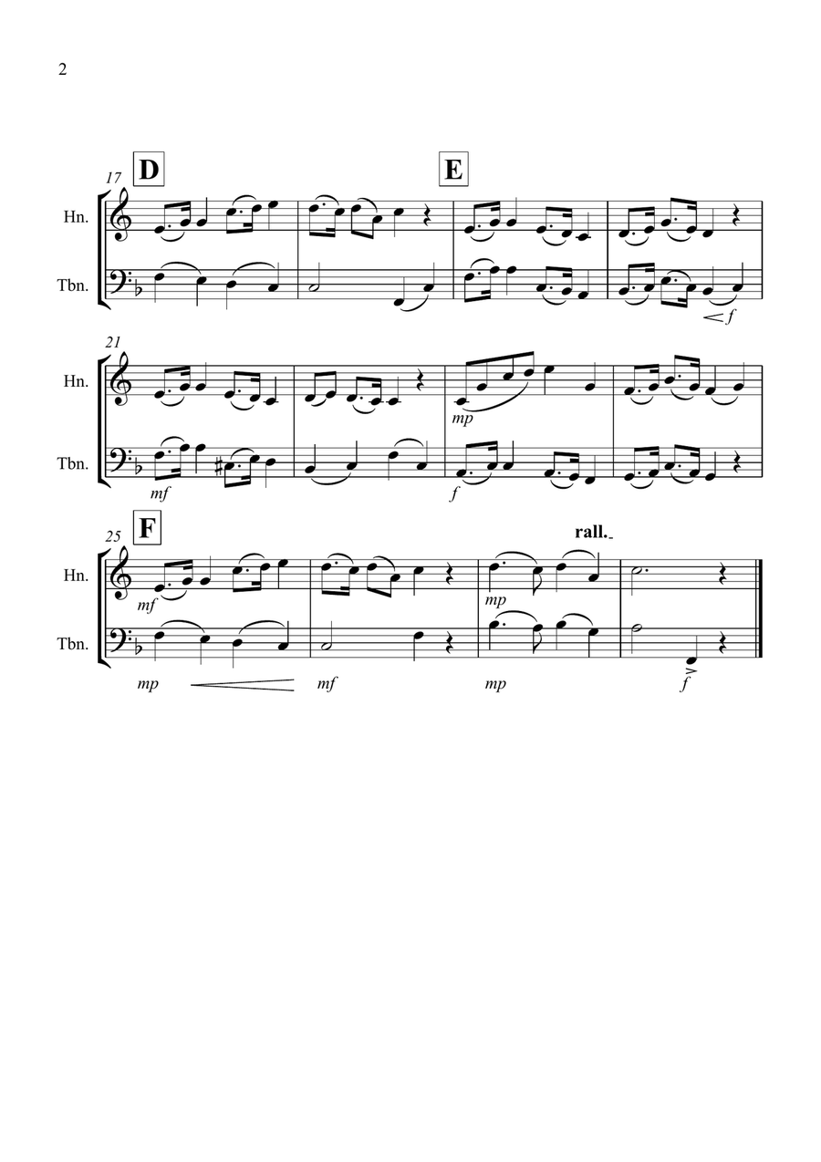 Largo (from The New Word) for Horn and Trombone Duet Brass Duet scores gallery preview page 2