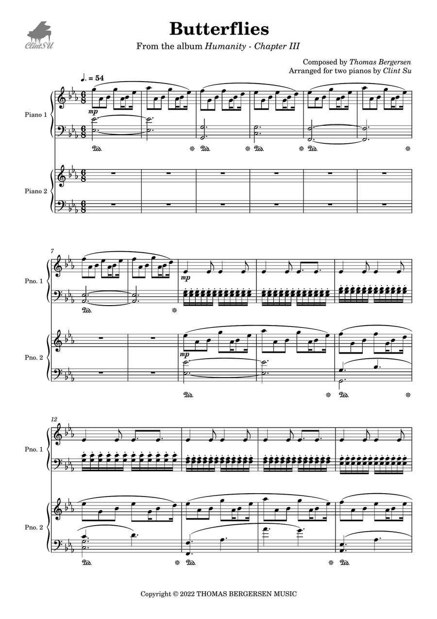 Butterflies Piano Duet scores gallery preview page 1