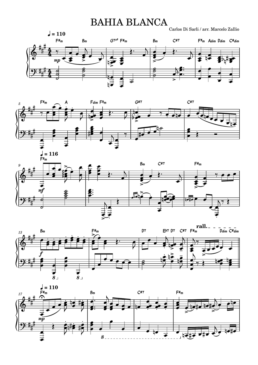 Bahia Blanca Bahia Blanca Piano Solo scores gallery preview page 1
