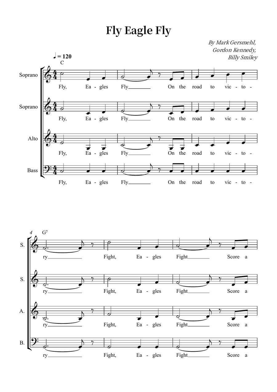 Fly Eagle Fly Fly Eagle Fly Choir scores gallery preview page 1