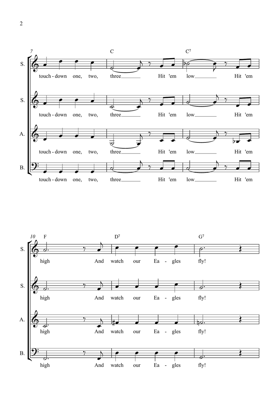 Fly Eagle Fly Fly Eagle Fly Choir scores gallery preview page 2