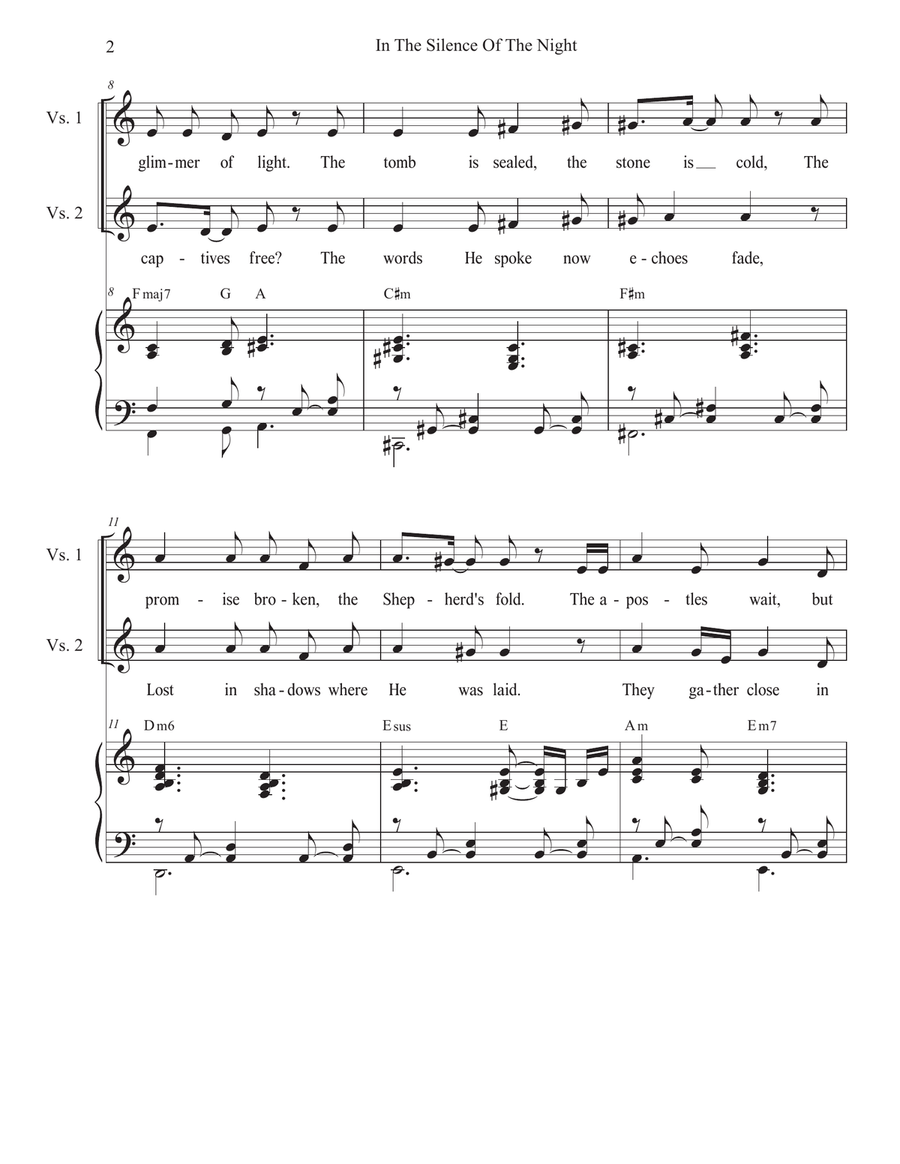 In The Silence Of The Night (Holy Week/Good Friday version) (Unison choir) Unison Choir scores gallery preview page 2