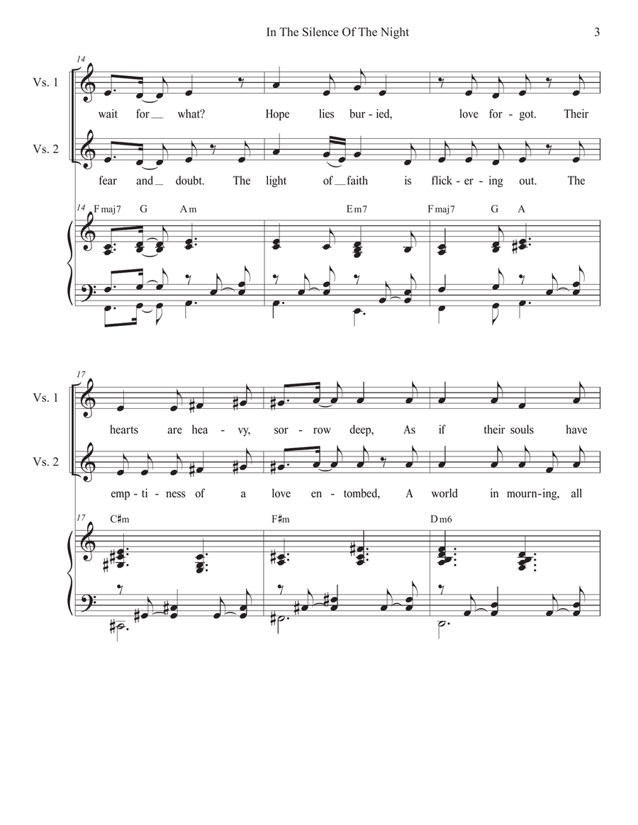 In The Silence Of The Night (Holy Week/Good Friday version) (Unison choir) Unison Choir scores gallery preview page 3